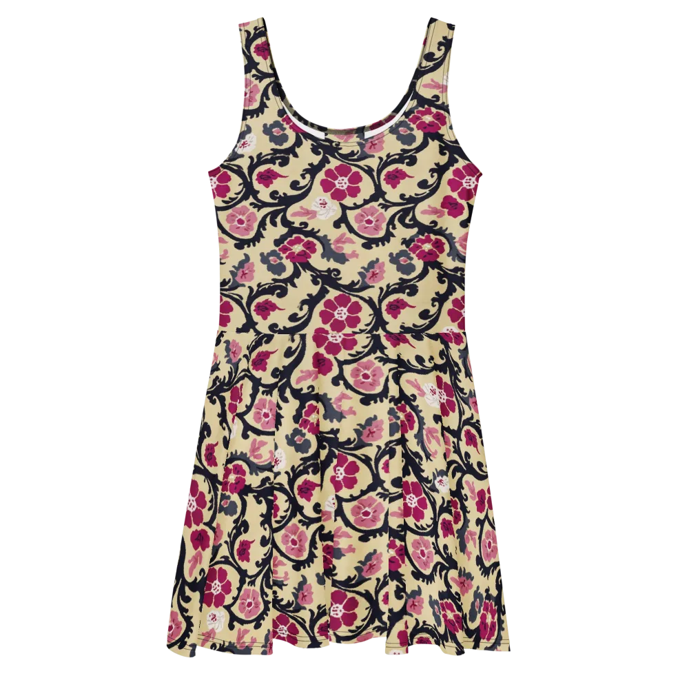Navy Garden Waltz on Skater Dress — Front