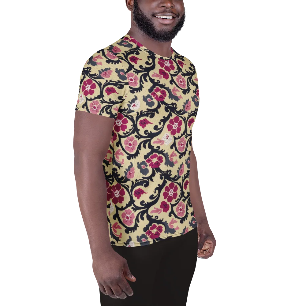 Navy Garden Waltz on Men's Athletic T-Shirt — Right