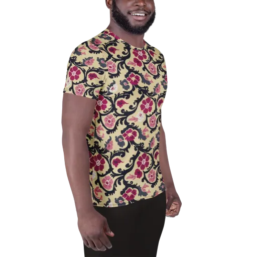 Navy Garden Waltz on a Men's Athletic T-Shirt