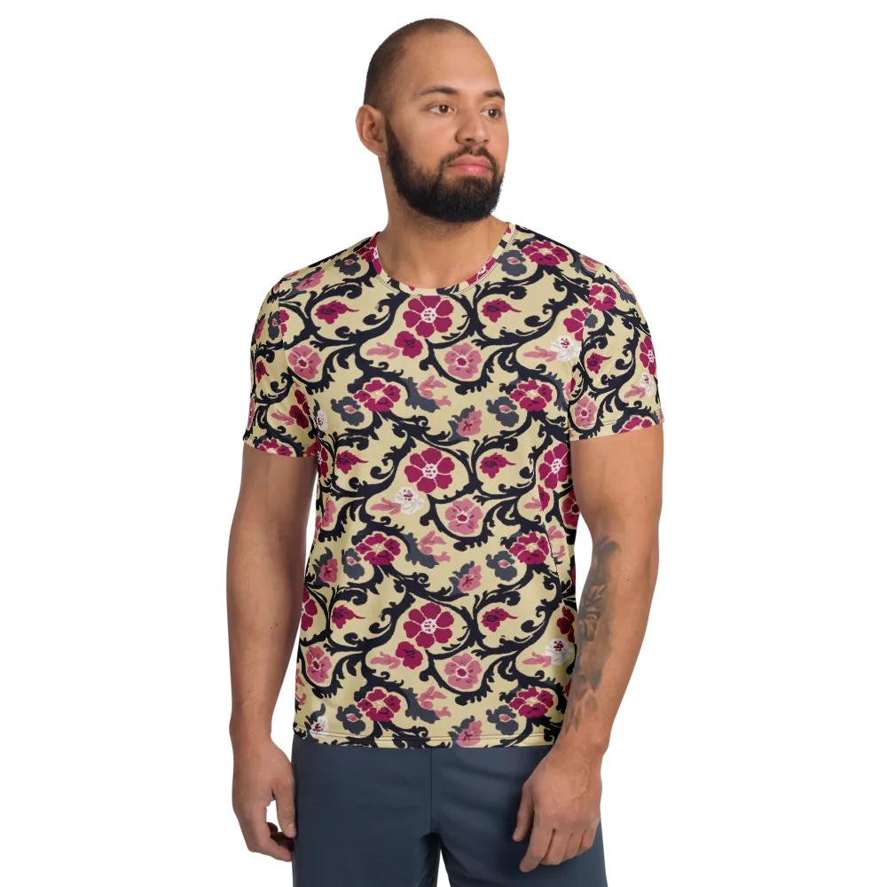 Navy Garden Waltz on Men's Athletic T-Shirt — Front