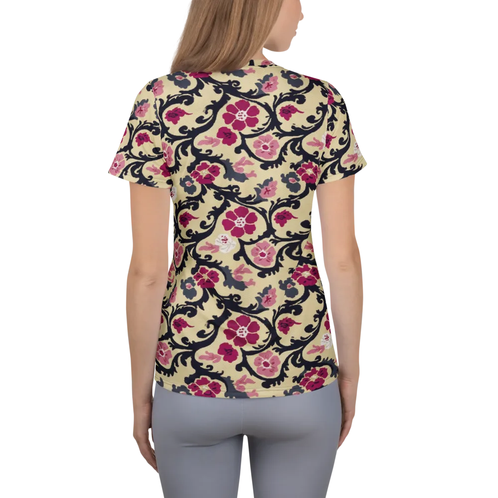 Navy Garden Waltz on Women's Athletic T-Shirt — Back
