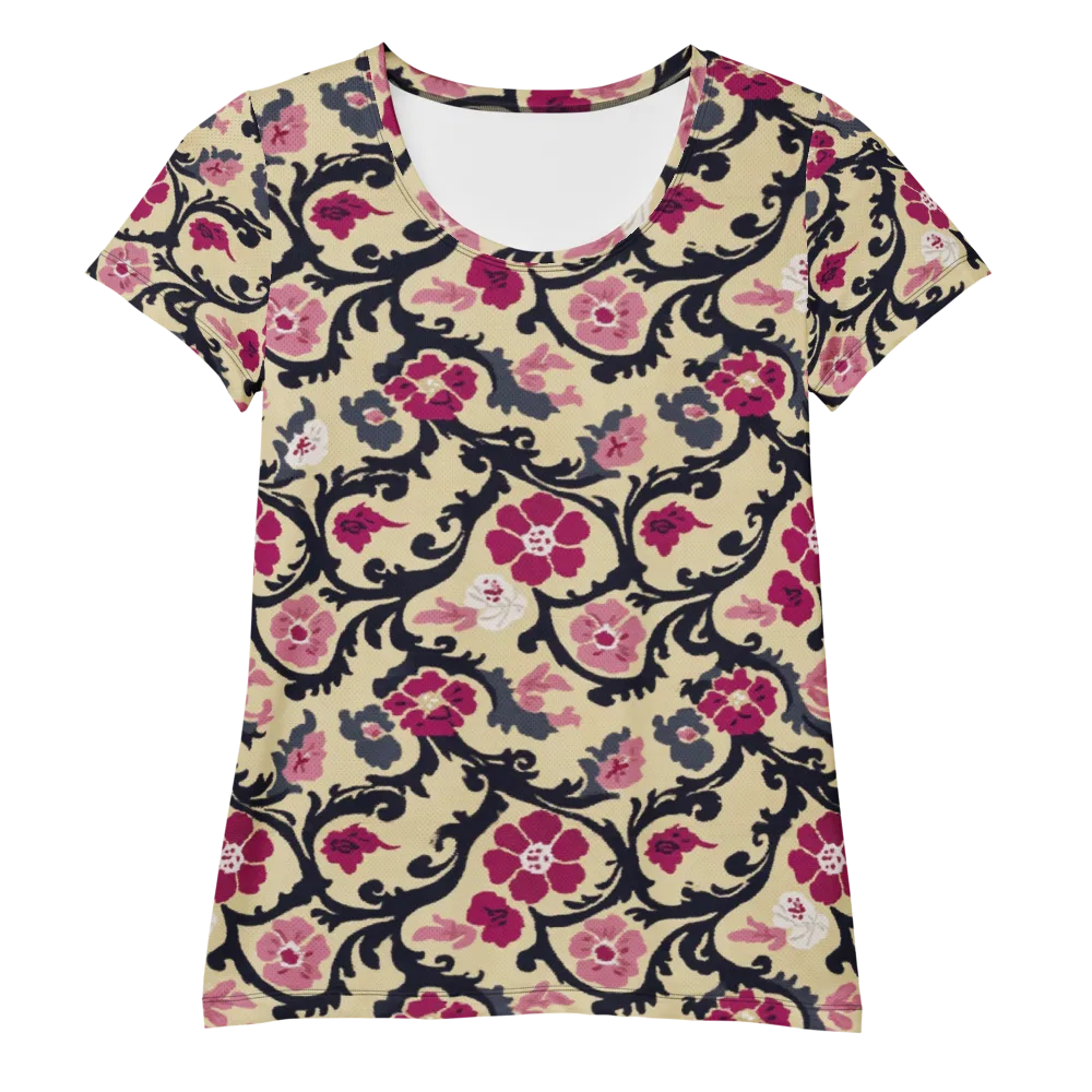 Navy Garden Waltz on Women's Athletic T-Shirt — Front