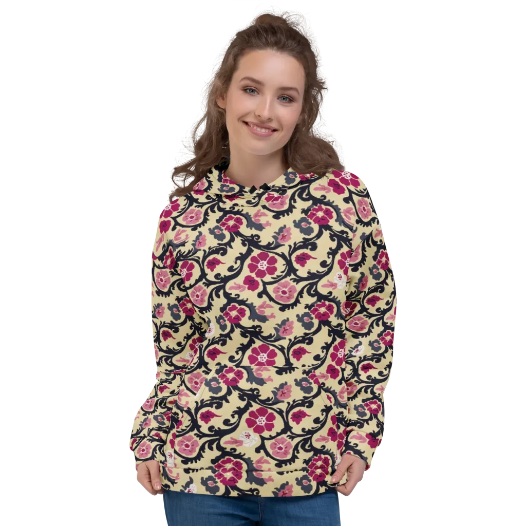 Navy Garden Waltz on Hoodie — Front