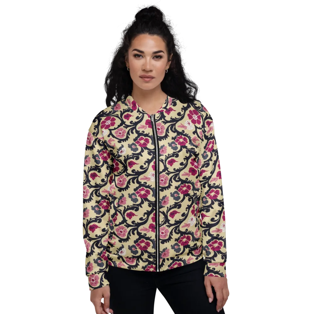 Navy Garden Waltz on Bomber Jacket — Front