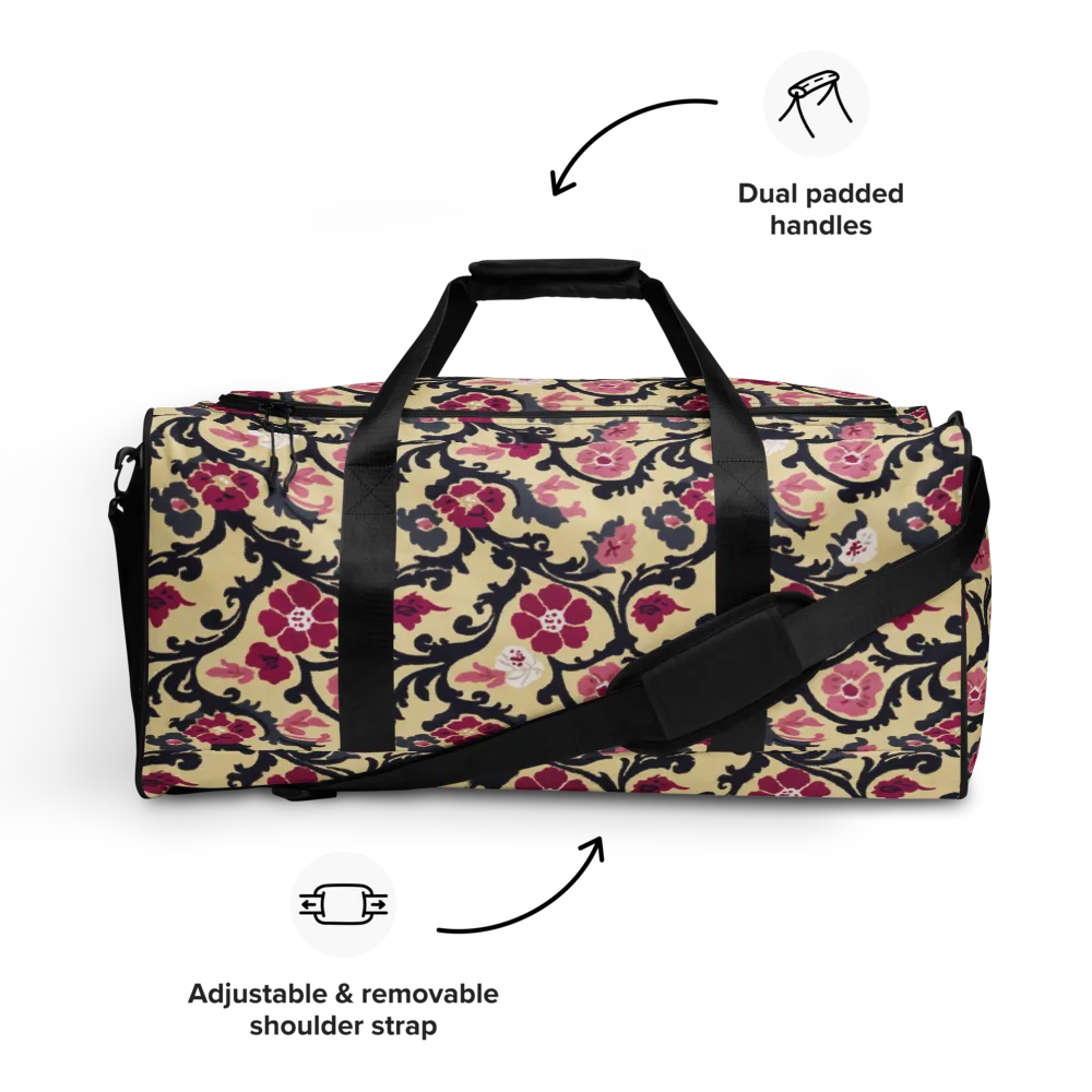 Navy Garden Waltz on Duffle Bag — Front