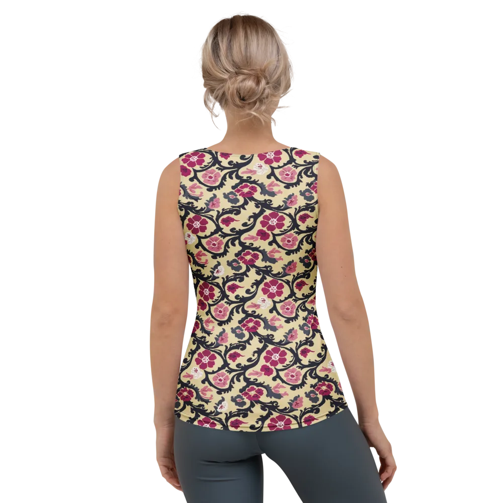 Navy Garden Waltz on Women's Tank Top — Back