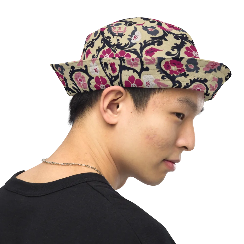 Navy Garden Waltz on Reversible Bucket Hat — Right Outside