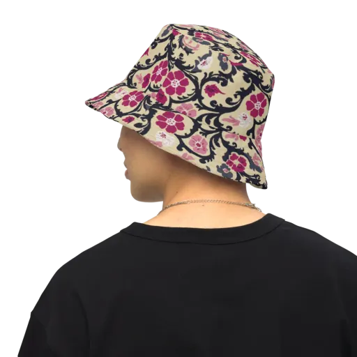 Navy Garden Waltz on a Reversible Bucket Hat