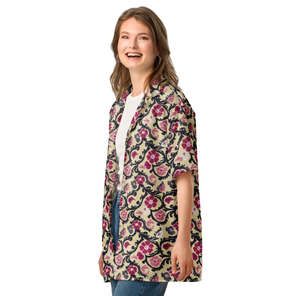 Navy Garden Waltz on Button Shirt — Left Front
