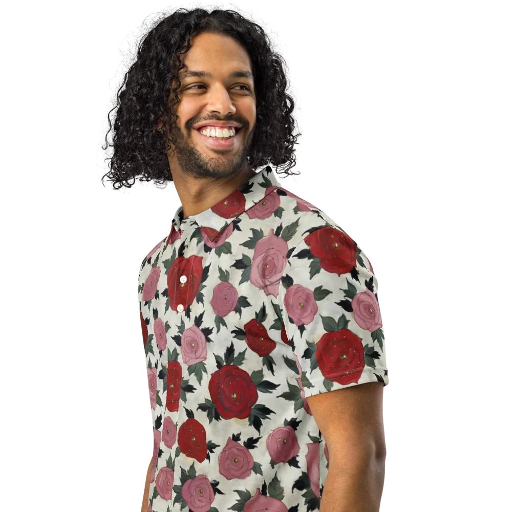 Velvet Rose Parade on Men's Slim Fit Polo Shirt — Left Front