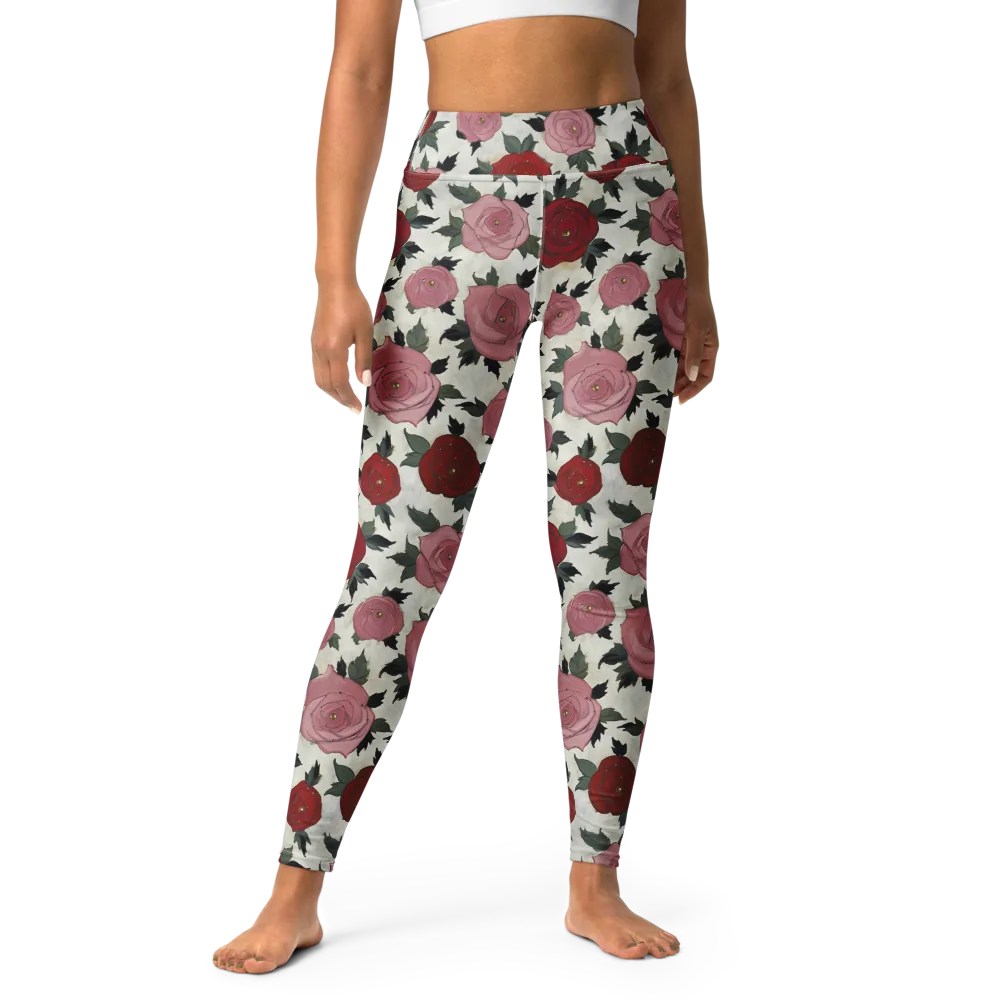 Velvet Rose Parade on Yoga Leggings — Front