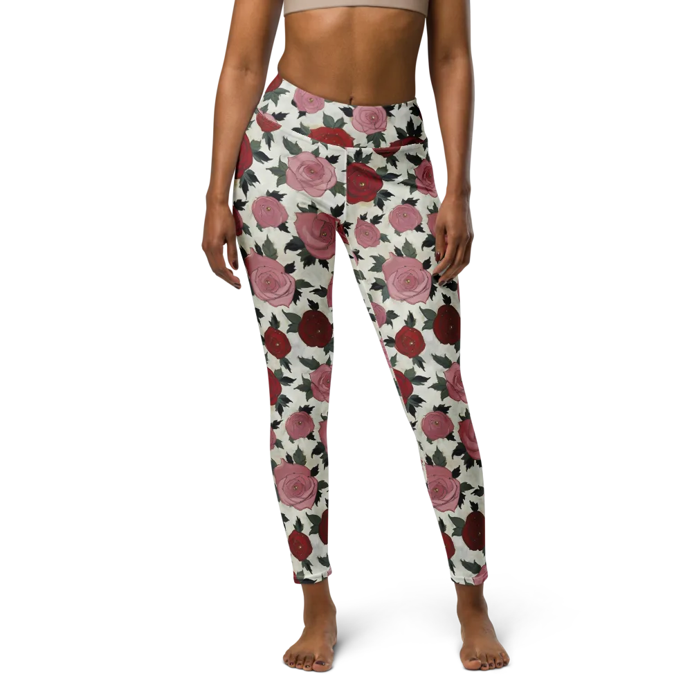 Velvet Rose Parade on Yoga Leggings — Front