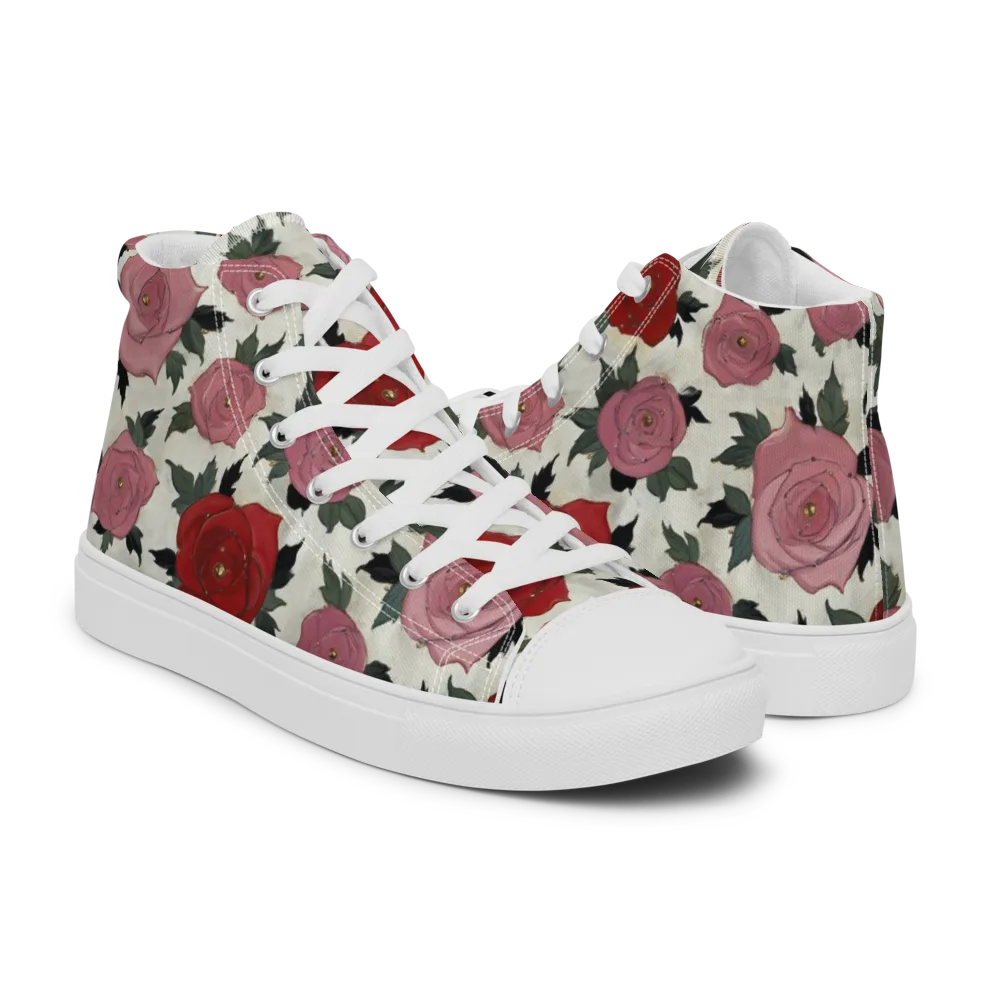 Velvet Rose Parade on Men's High Top Canvas Shoes — Right