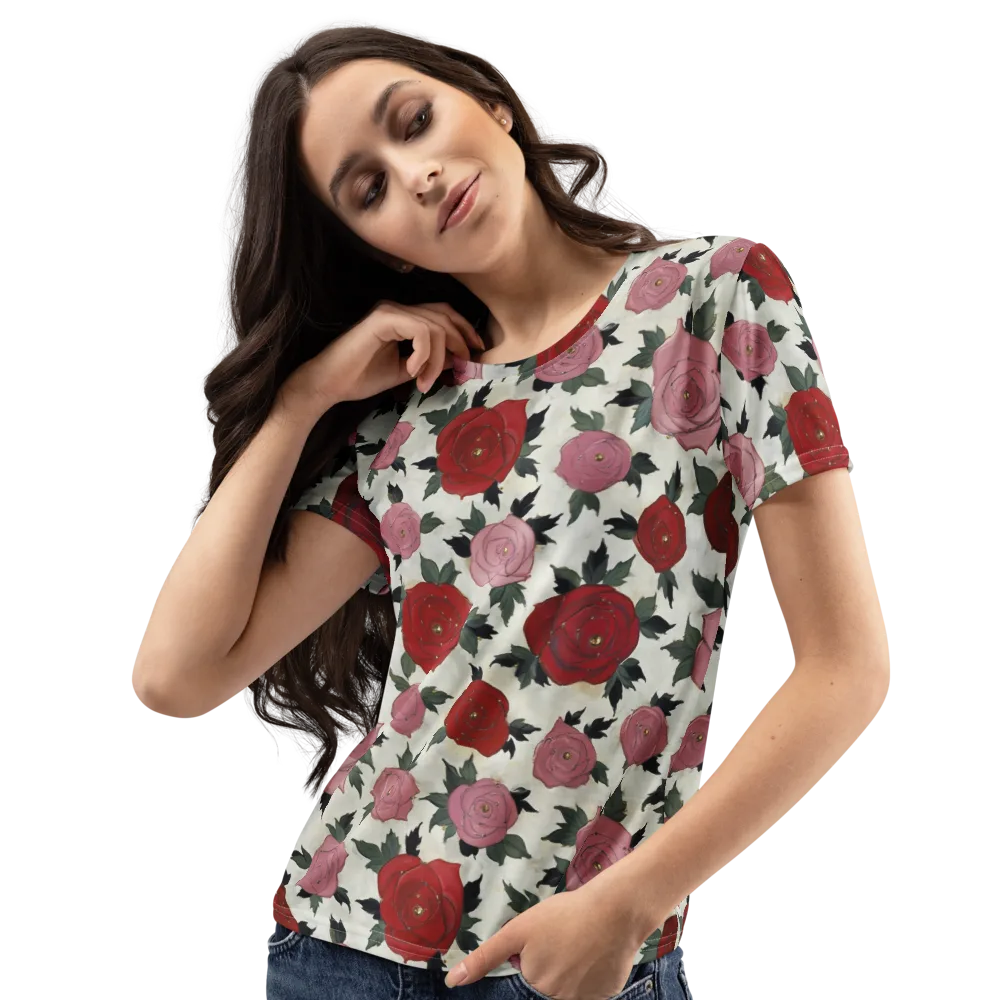 Velvet Rose Parade on Women's Crew Neck T-Shirt — Left Front