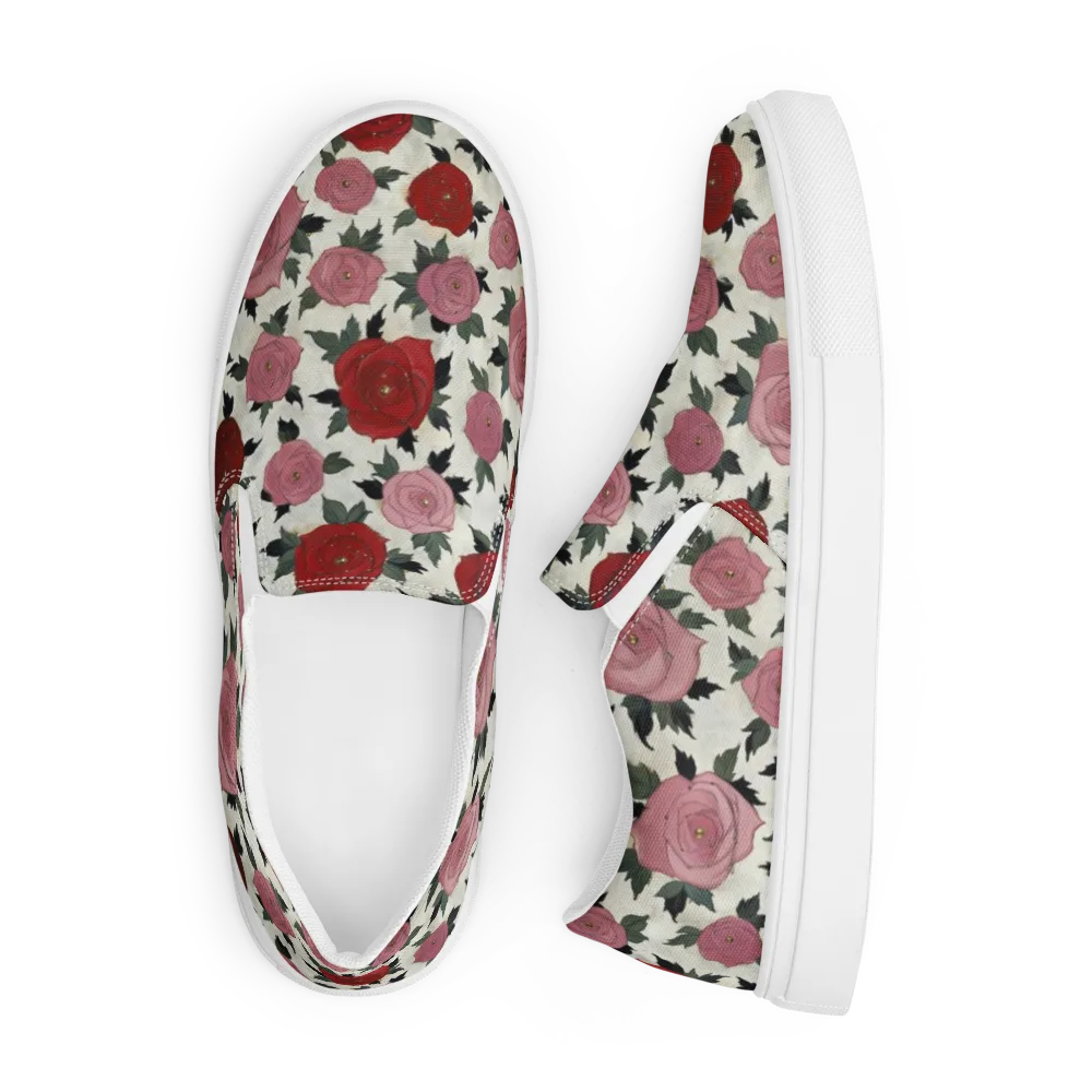 Velvet Rose Parade on Men's Slip-On Canvas Shoes — Front