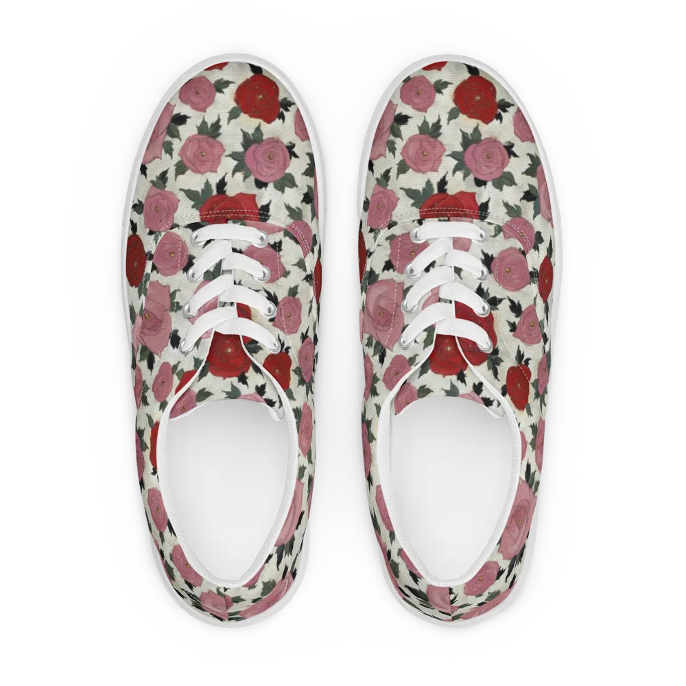 Velvet Rose Parade on Men's Lace-Up Canvas Shoes — Front
