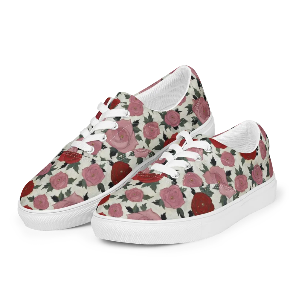 Velvet Rose Parade on Men's Lace-Up Canvas Shoes — Left Front