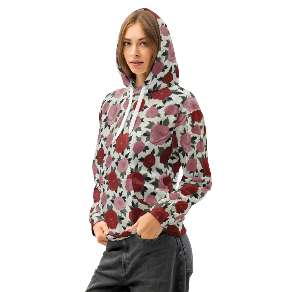 Velvet Rose Parade on Cotton Hoodie — Left Front