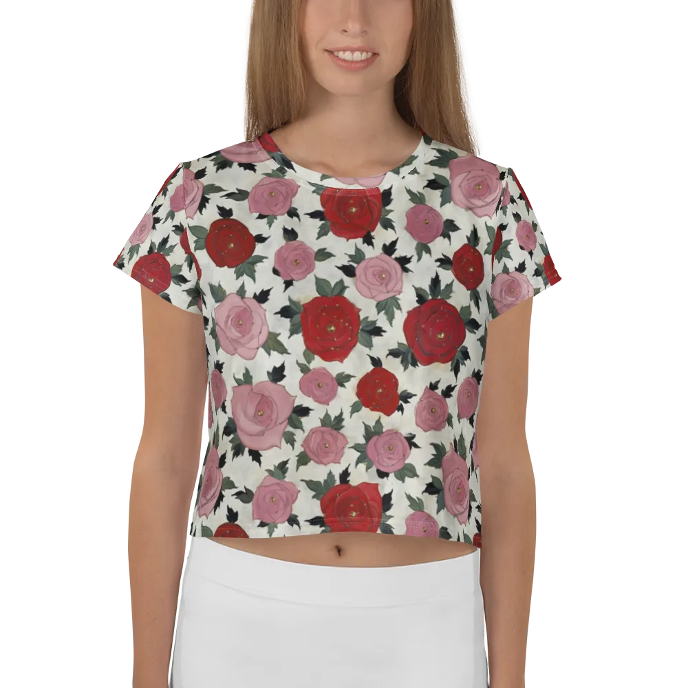 Velvet Rose Parade on Crop Tee — Front
