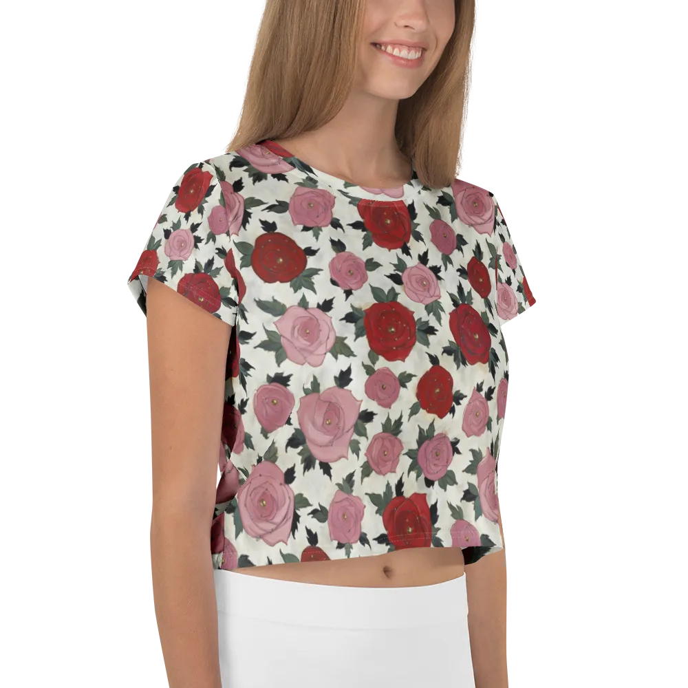 Velvet Rose Parade on Crop Tee — Right