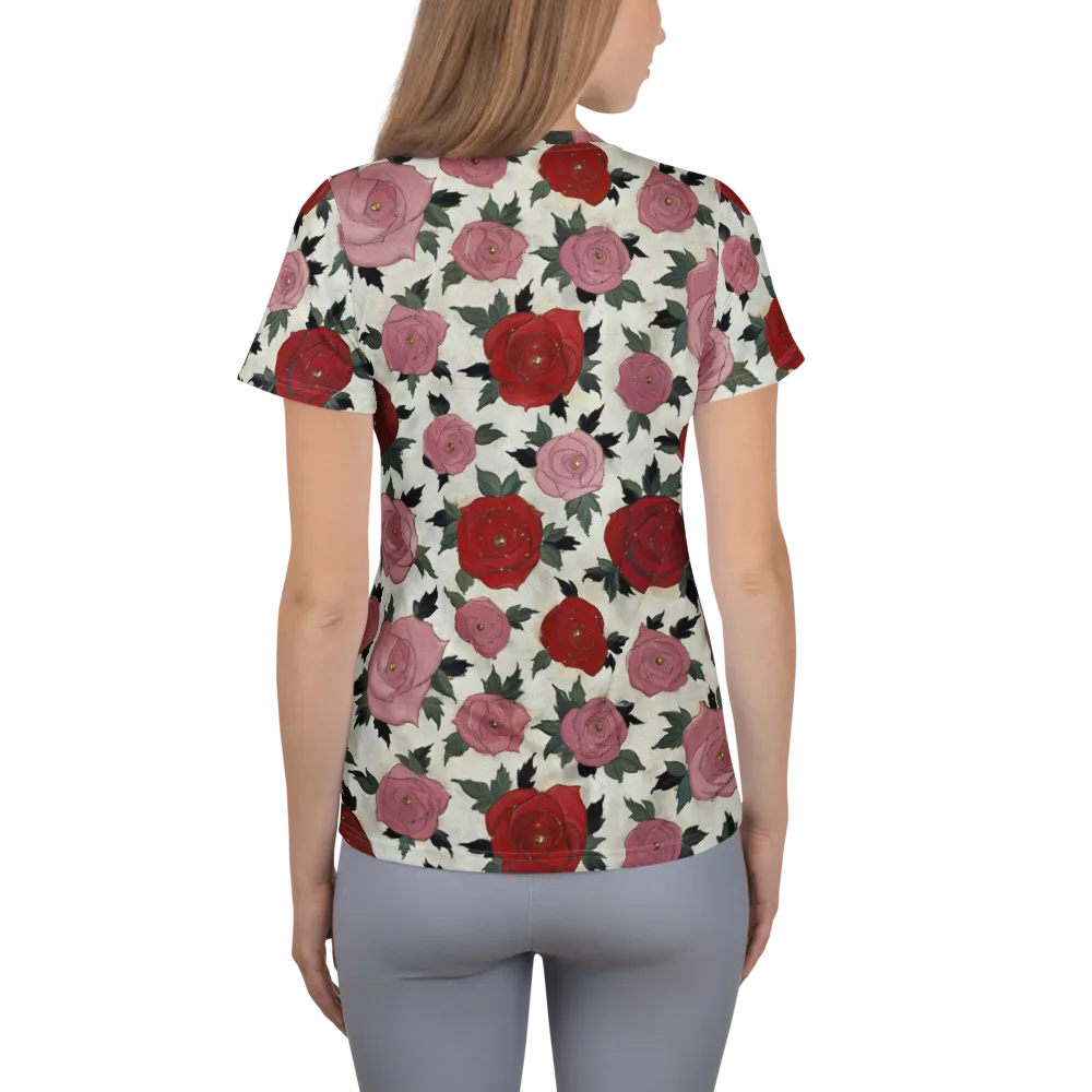 Velvet Rose Parade on Women's Athletic T-Shirt — Back