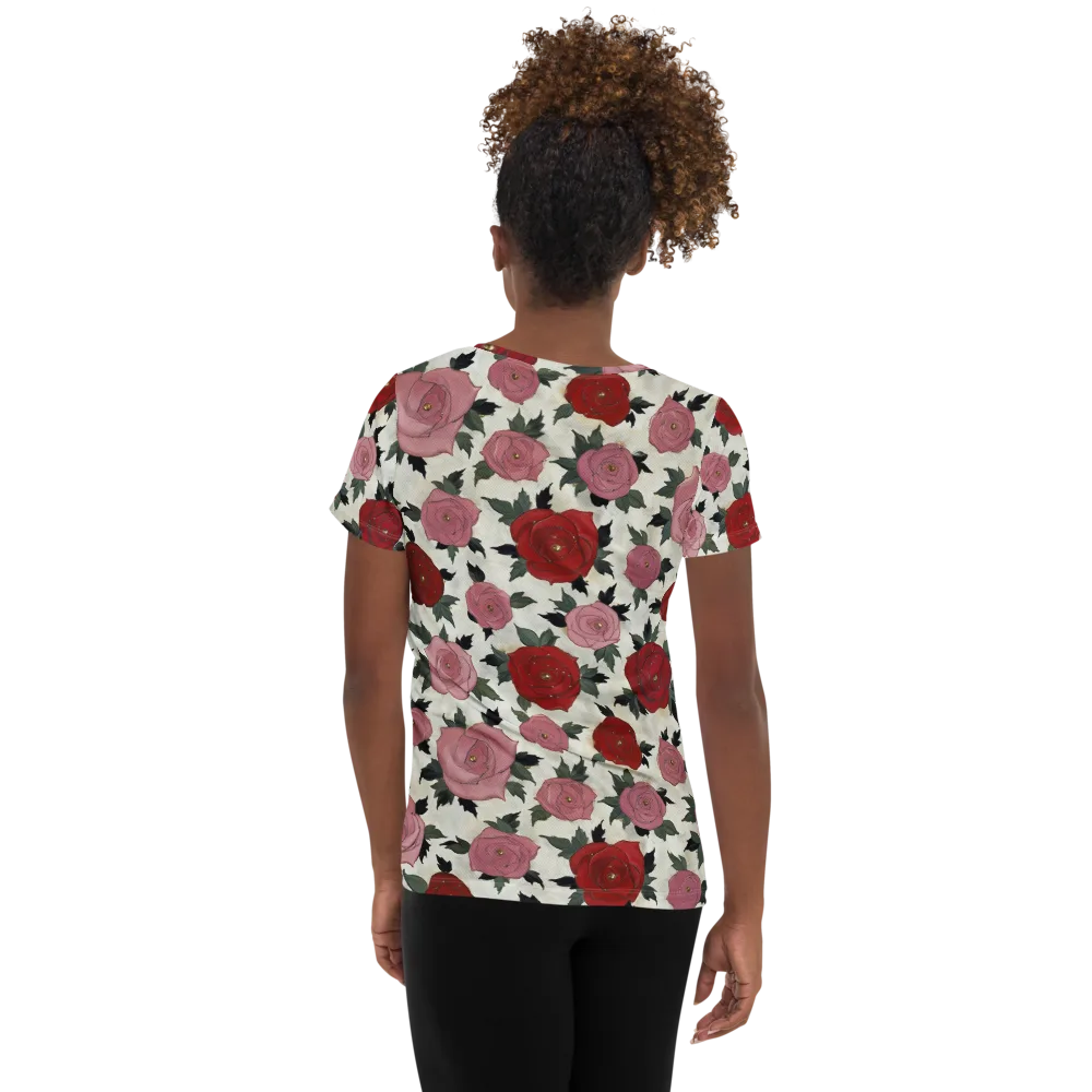Velvet Rose Parade on Women's Athletic T-Shirt — Back