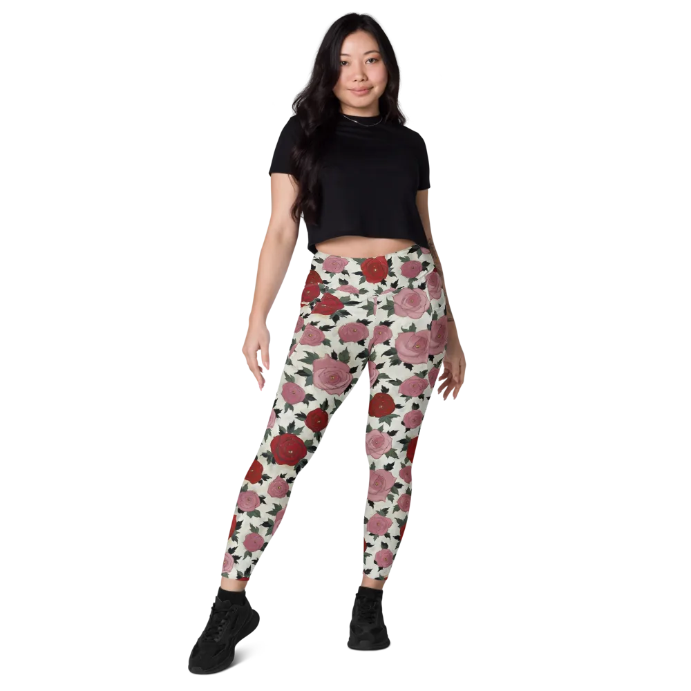 Velvet Rose Parade on Leggings with Pockets — Front