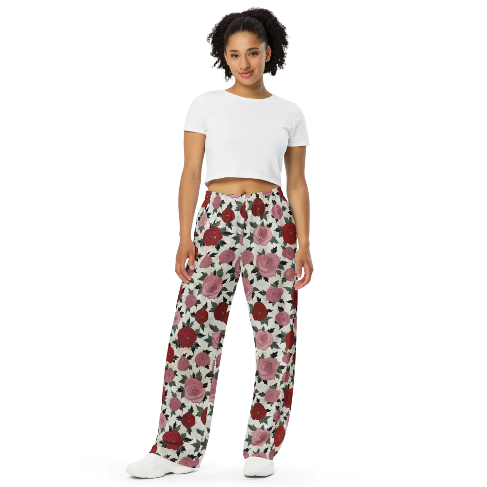 Velvet Rose Parade on Wide-Leg Pants — Front