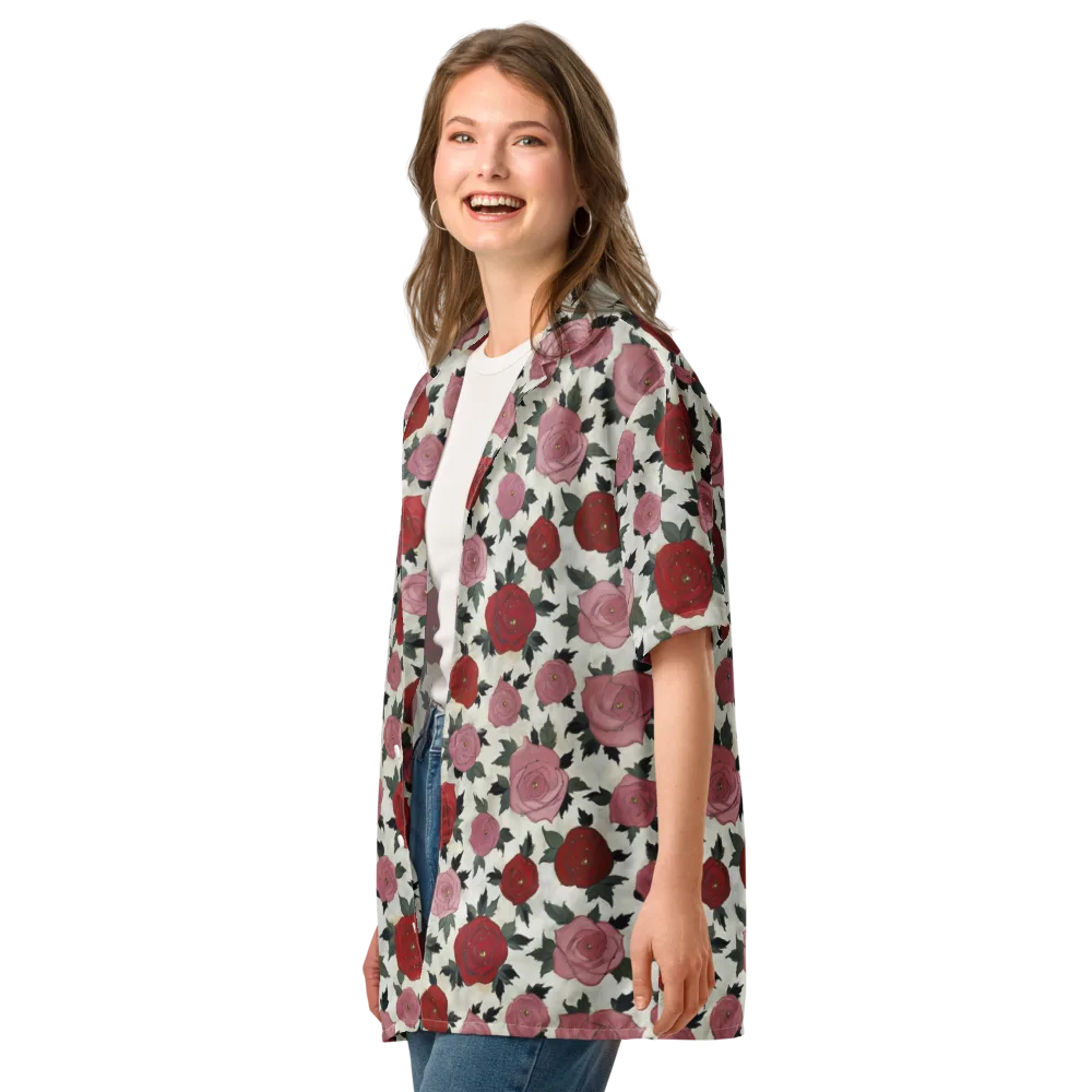 Velvet Rose Parade on Button Shirt — Left Front