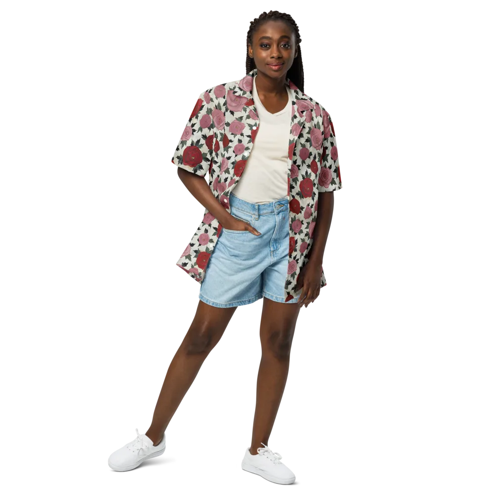 Velvet Rose Parade on Button Shirt — Front