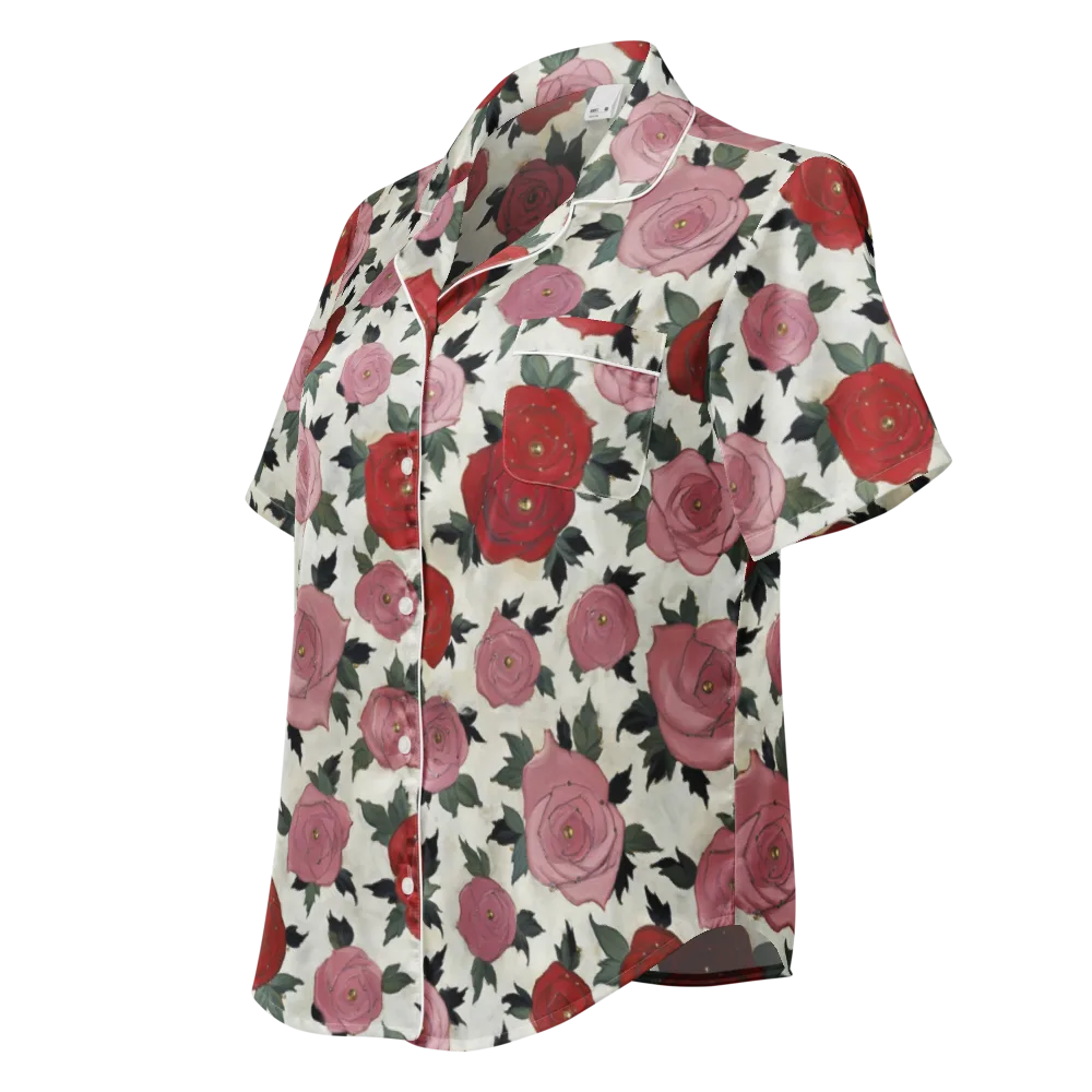 Velvet Rose Parade on Women's Short Sleeve Pajama Top — Left Front