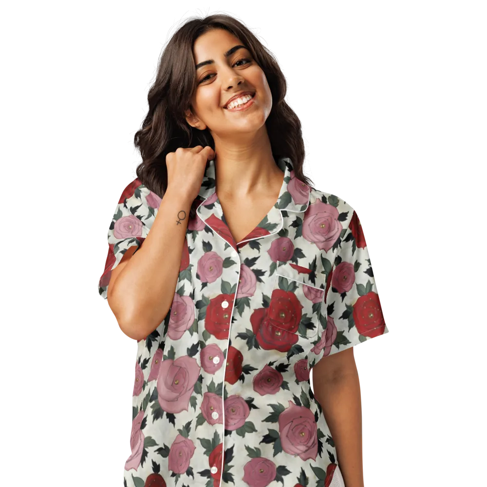 Velvet Rose Parade on Women's Short Sleeve Pajama Top — Front