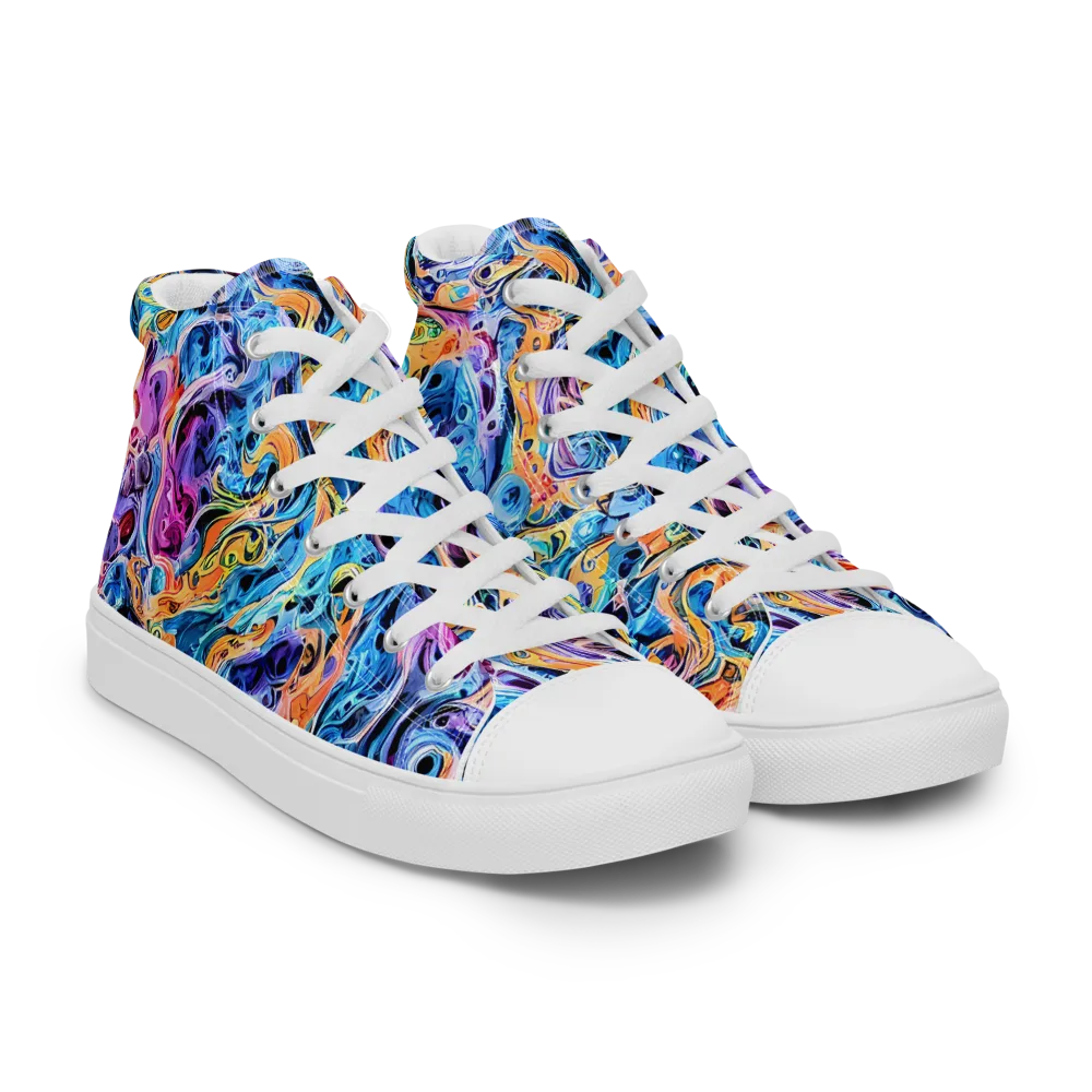 Rococo Vortex on Men's High Top Canvas Shoes — Right Front