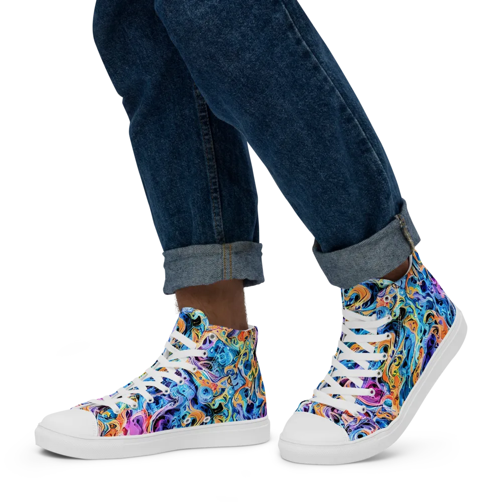 Rococo Vortex on Men's High Top Canvas Shoes — Left