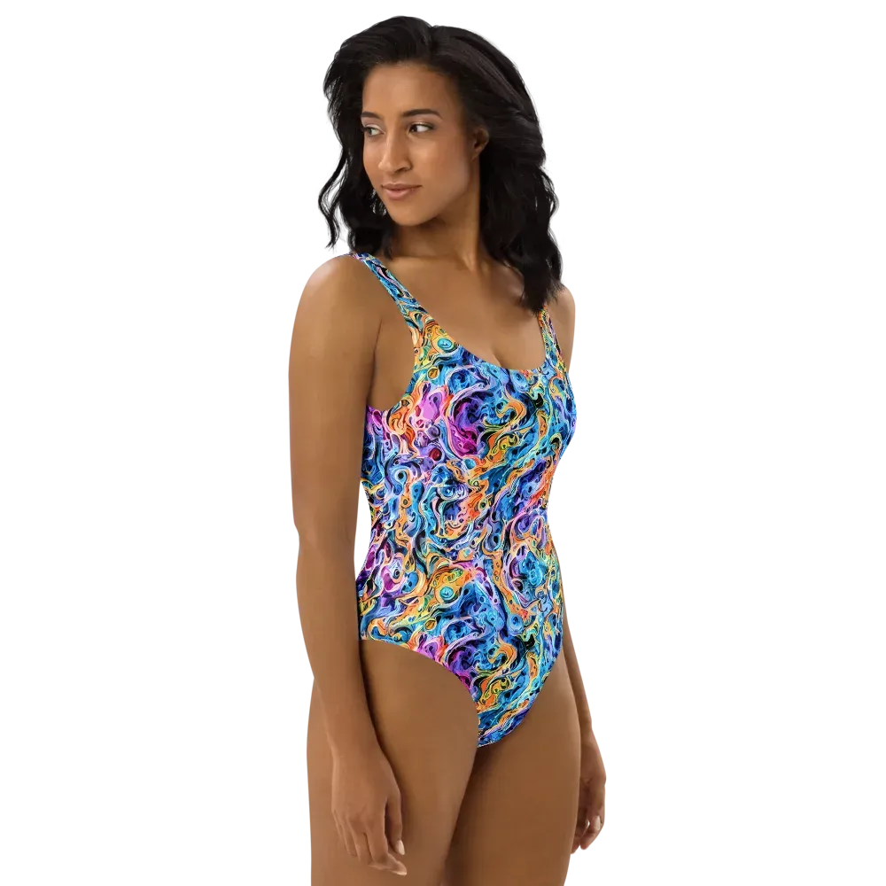 Rococo Vortex on One-Piece Swimsuit — Right