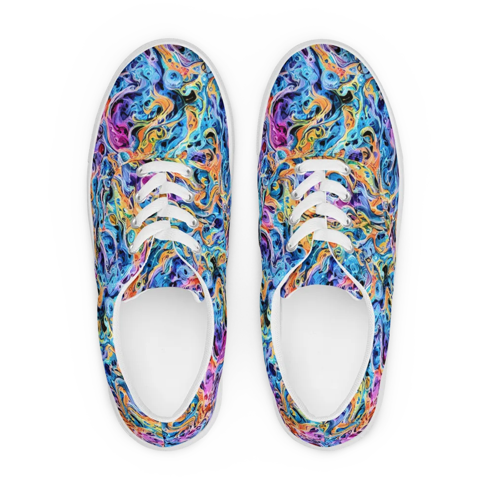 Rococo Vortex on Men's Lace-Up Canvas Shoes — Front