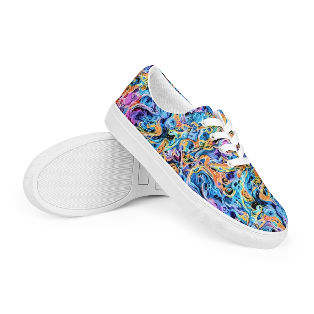 Rococo Vortex on Men's Lace-Up Canvas Shoes — Right Front