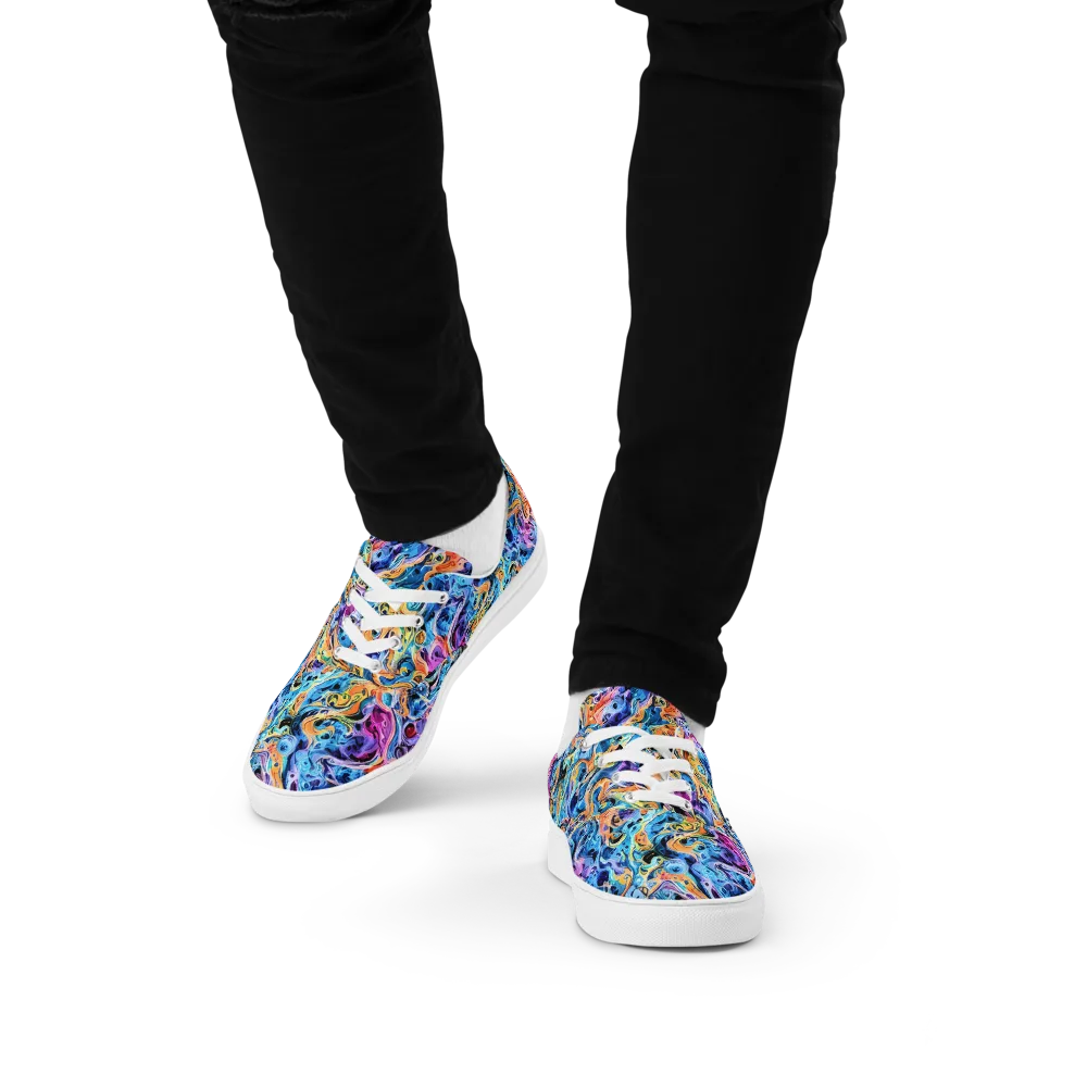 Rococo Vortex on Men's Lace-Up Canvas Shoes — Front