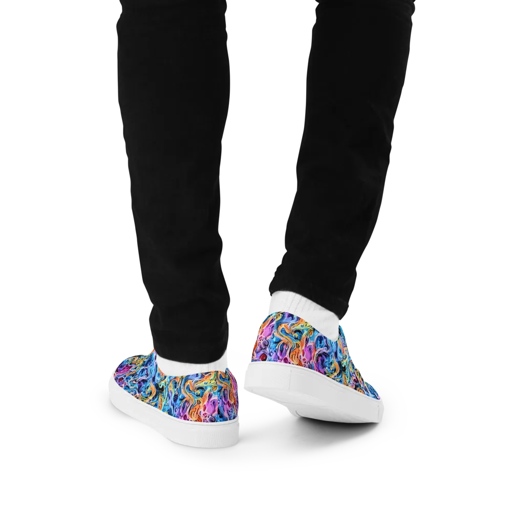 Rococo Vortex on Men's Lace-Up Canvas Shoes — Back