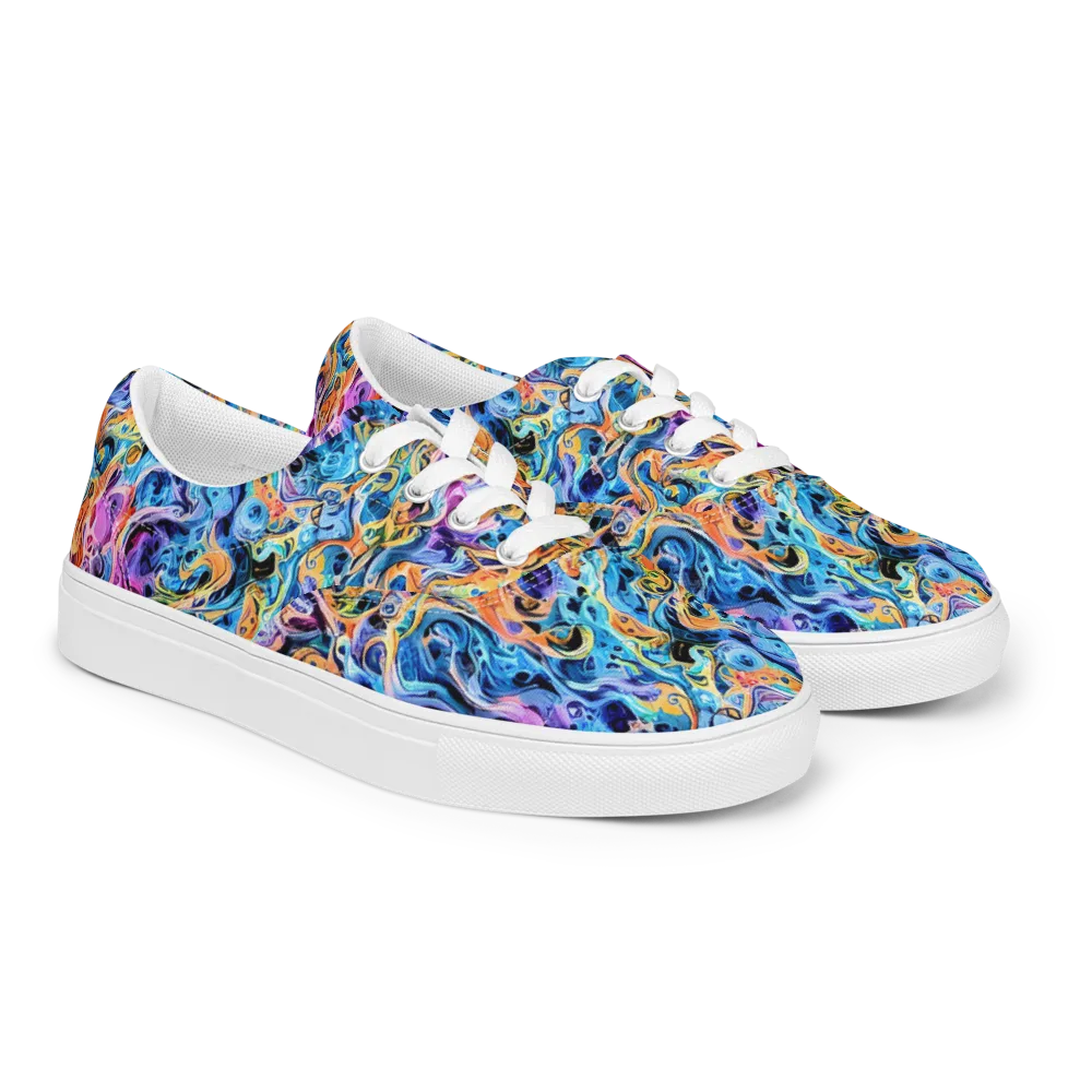 Rococo Vortex on Men's Lace-Up Canvas Shoes — Right Front