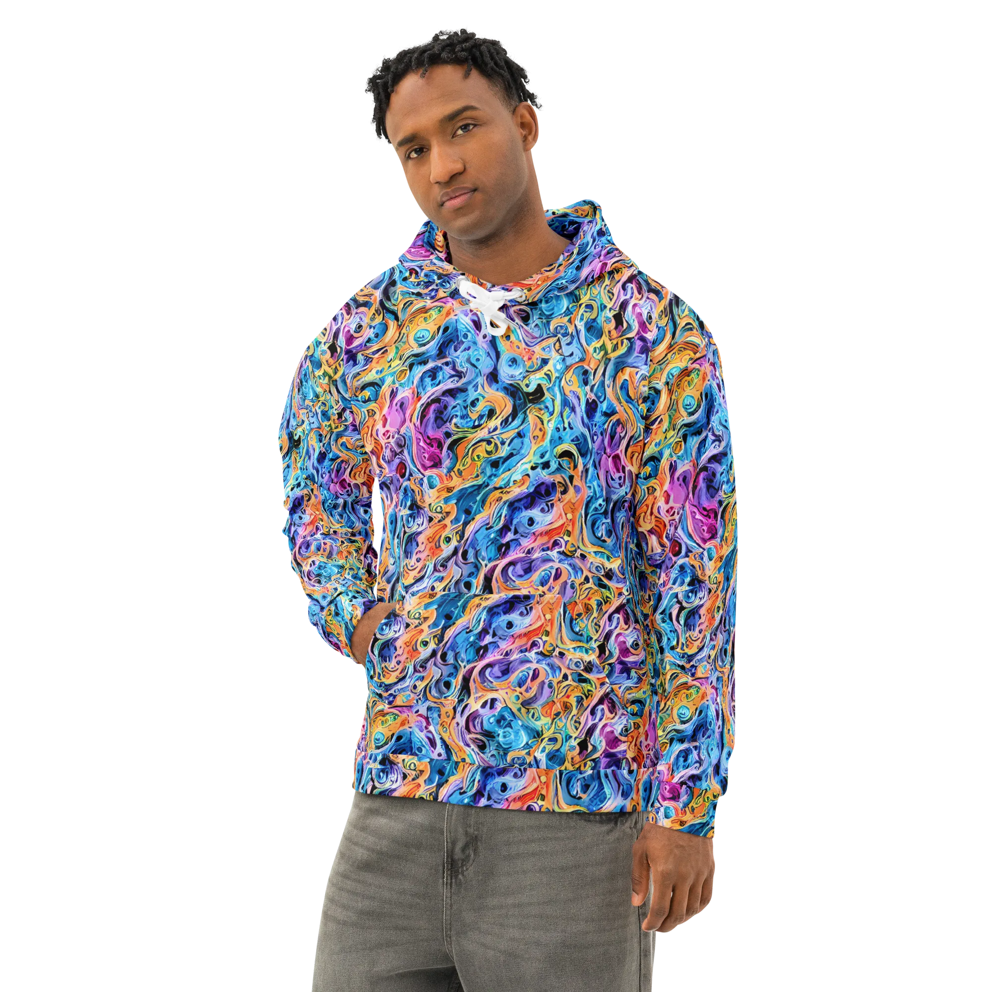 Rococo Vortex on Cotton Hoodie — Left Front