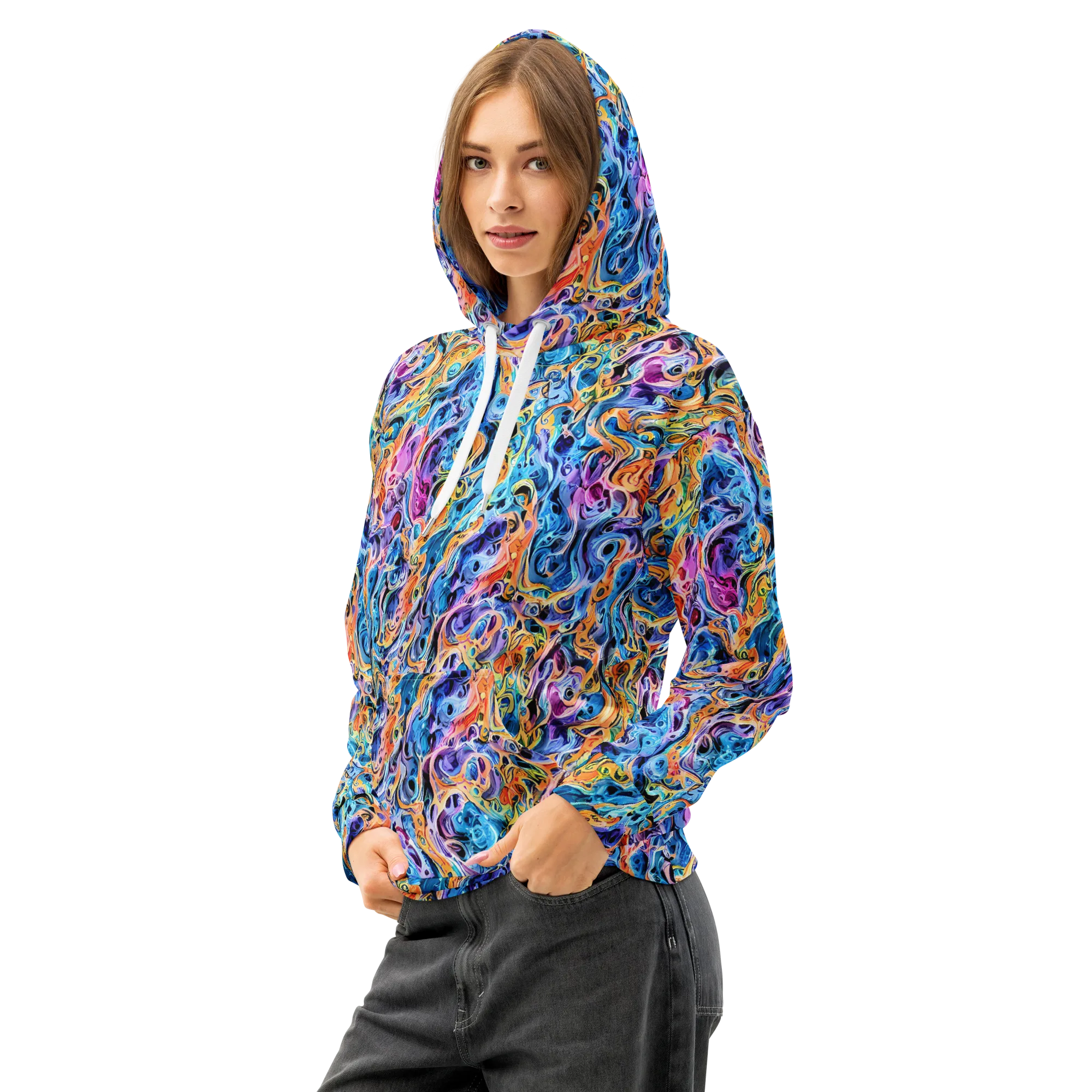 Rococo Vortex on Cotton Hoodie — Left Front