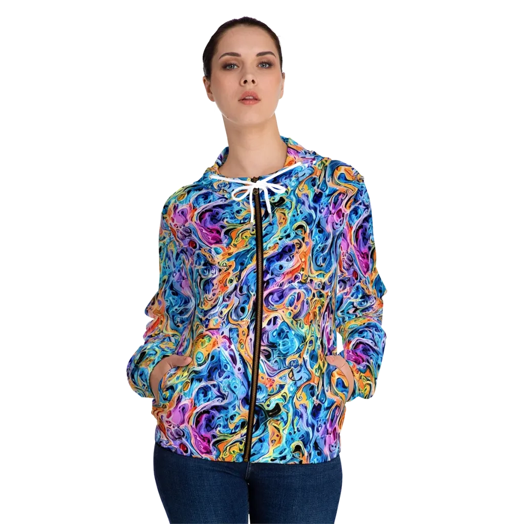 Rococo Vortex on Women's Full-Zip Hoodie — Front On Person