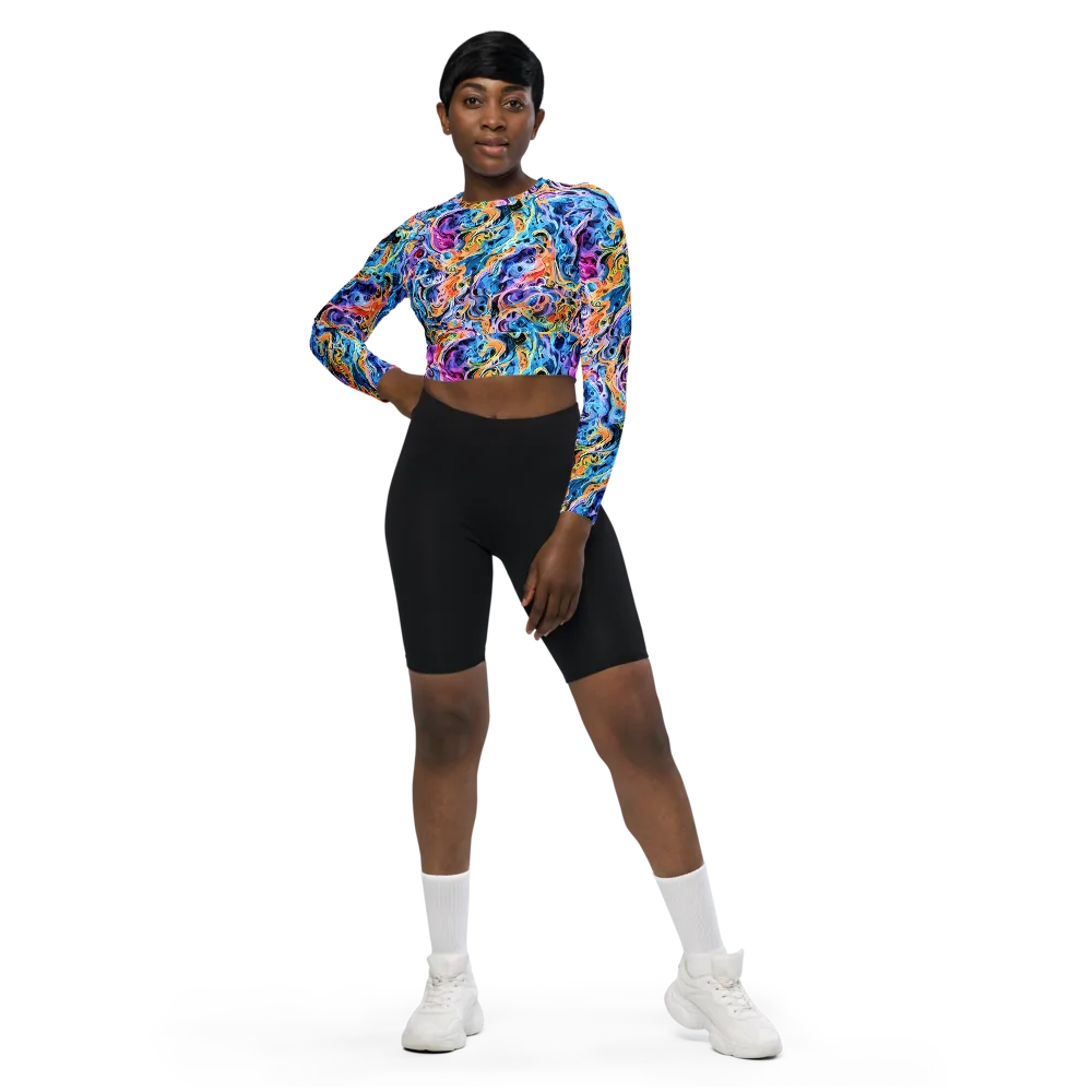 Rococo Vortex on Long Sleeve Crop Top — Front