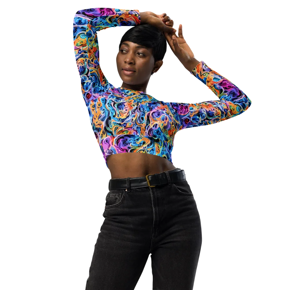 Rococo Vortex on Long Sleeve Crop Top — Front