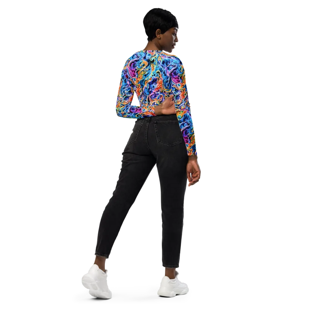 Rococo Vortex on Long Sleeve Crop Top — Right Back