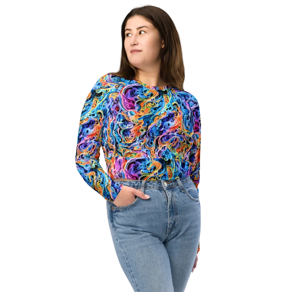 Rococo Vortex on Long Sleeve Crop Top — Front
