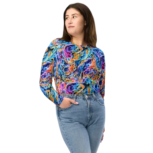 Rococo Vortex on a Long Sleeve Crop Top