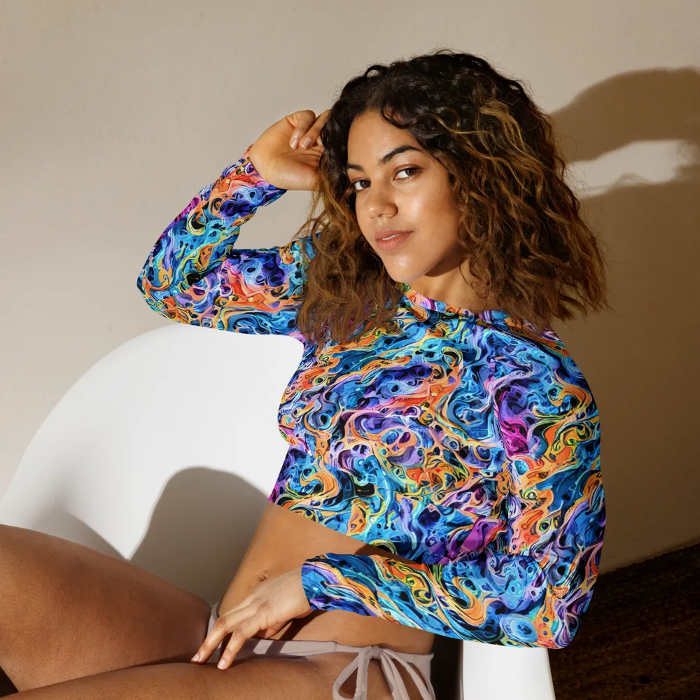Rococo Vortex on Long Sleeve Crop Top — Left Front