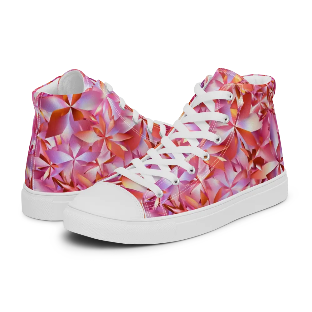 Petal Prism on Men's High Top Canvas Shoes — Left